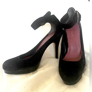 Cole Haan Black Suede Ankle Strap Heels
